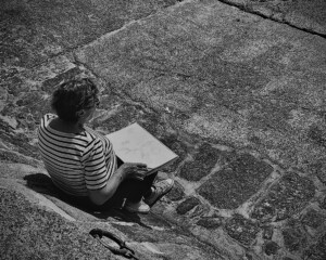 Woman drawing in St. Ives, Cornwall